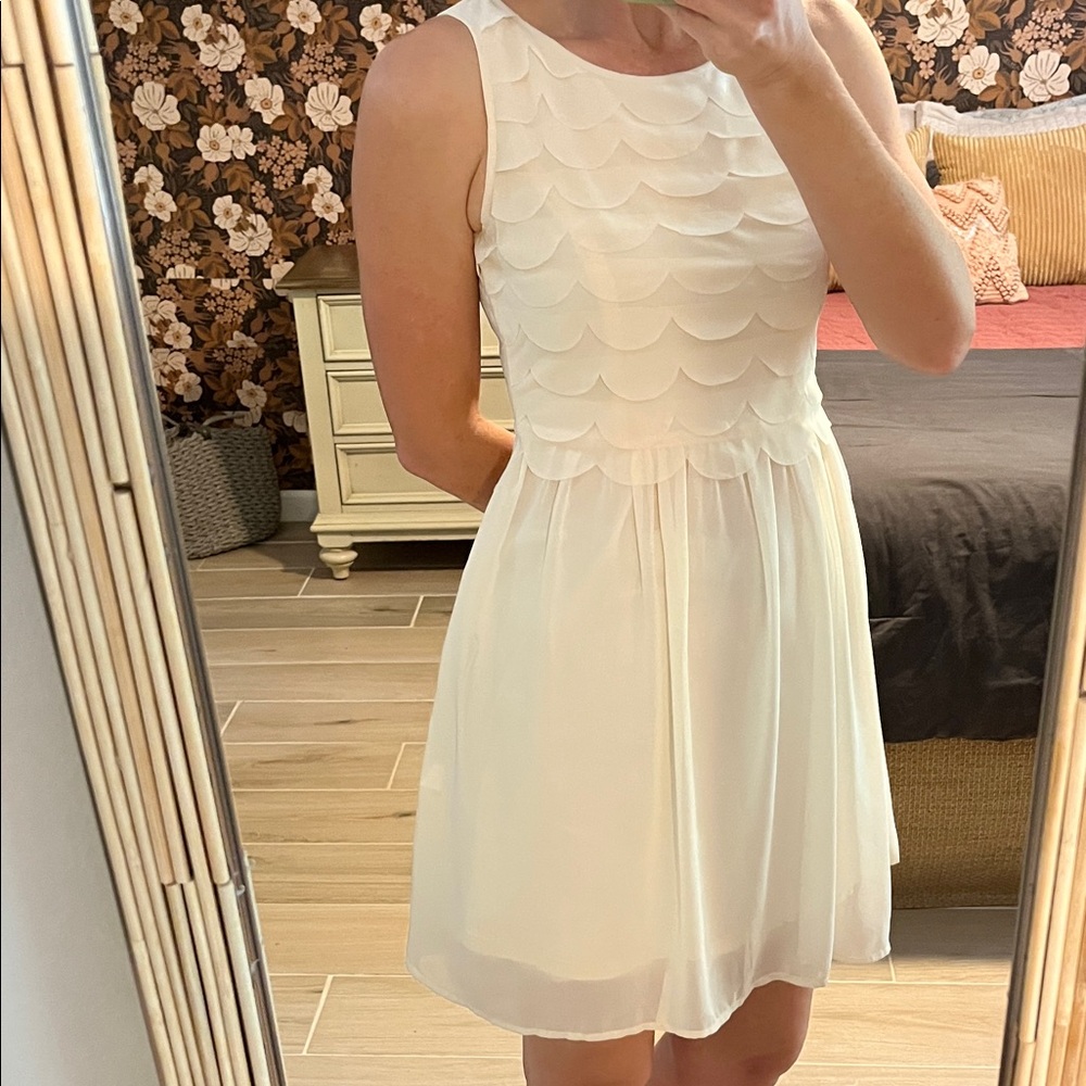 Wish Cream Scalloped Mini Dress